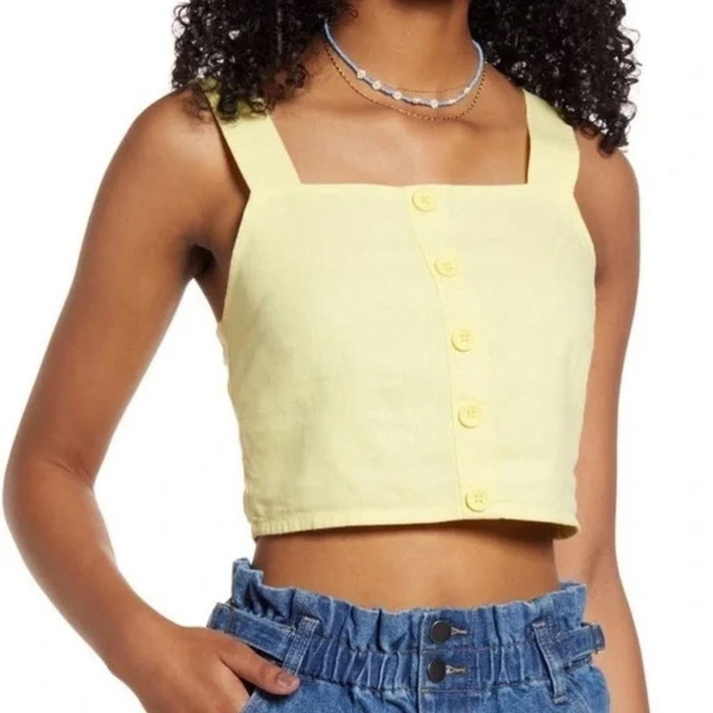 Women's BP. Yellow Linen Blend Crop Top - Size M NWT
